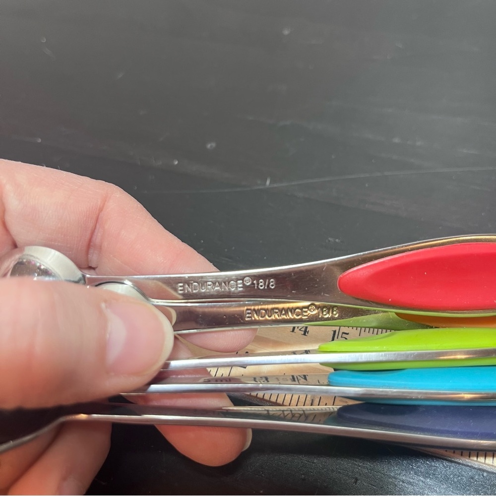 Endurance 18/8 Stainless Steel Measuring Spoons Set of 5 with Color Coded Grips - Picture 12 of 12